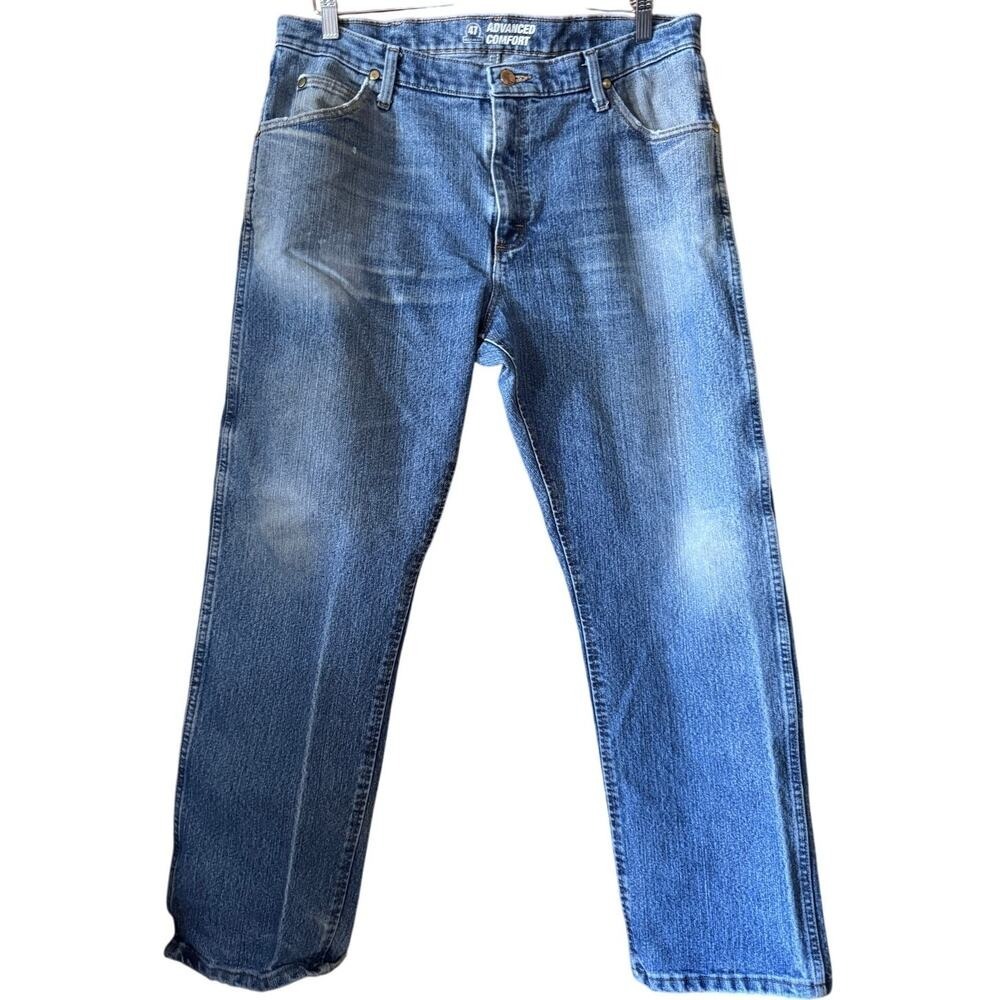 Wrangler 47 Advanced Comfort Regular Fit Mens Jeans Medium Wash Blue 36x30
